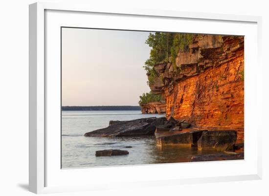 Sandstone Cliffs, Sea Caves, Devils Island, Apostle Islands Lakeshore, Wisconsin, USA-Chuck Haney-Framed Photographic Print