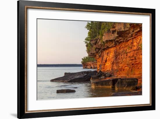 Sandstone Cliffs, Sea Caves, Devils Island, Apostle Islands Lakeshore, Wisconsin, USA-Chuck Haney-Framed Photographic Print