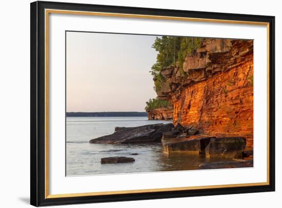 Sandstone Cliffs, Sea Caves, Devils Island, Apostle Islands Lakeshore, Wisconsin, USA-Chuck Haney-Framed Photographic Print