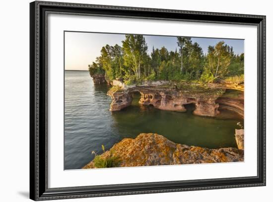 Sandstone Cliffs, Sea Caves, Devils Island, Apostle Islands Lakeshore, Wisconsin, USA-Chuck Haney-Framed Photographic Print