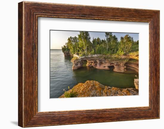 Sandstone Cliffs, Sea Caves, Devils Island, Apostle Islands Lakeshore, Wisconsin, USA-Chuck Haney-Framed Photographic Print