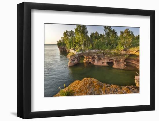 Sandstone Cliffs, Sea Caves, Devils Island, Apostle Islands Lakeshore, Wisconsin, USA-Chuck Haney-Framed Photographic Print