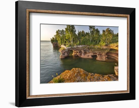 Sandstone Cliffs, Sea Caves, Devils Island, Apostle Islands Lakeshore, Wisconsin, USA-Chuck Haney-Framed Photographic Print