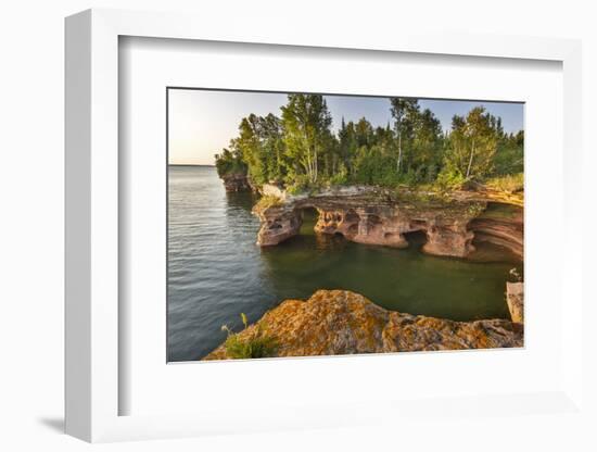 Sandstone Cliffs, Sea Caves, Devils Island, Apostle Islands Lakeshore, Wisconsin, USA-Chuck Haney-Framed Photographic Print