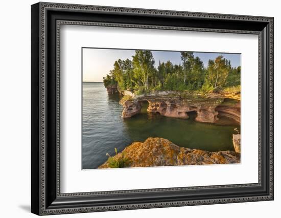 Sandstone Cliffs, Sea Caves, Devils Island, Apostle Islands Lakeshore, Wisconsin, USA-Chuck Haney-Framed Photographic Print