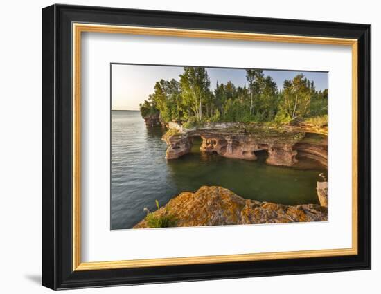 Sandstone Cliffs, Sea Caves, Devils Island, Apostle Islands Lakeshore, Wisconsin, USA-Chuck Haney-Framed Photographic Print