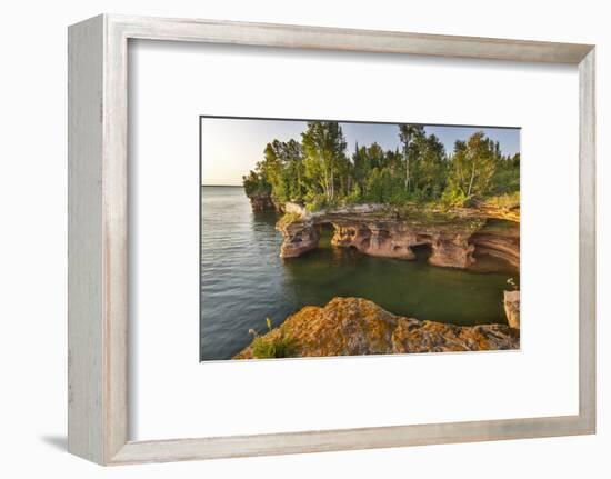 Sandstone Cliffs, Sea Caves, Devils Island, Apostle Islands Lakeshore, Wisconsin, USA-Chuck Haney-Framed Photographic Print