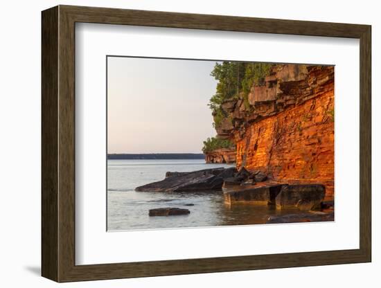 Sandstone Cliffs, Sea Caves, Devils Island, Apostle Islands Lakeshore, Wisconsin, USA-Chuck Haney-Framed Premium Photographic Print