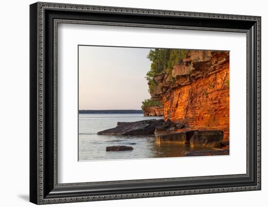 Sandstone Cliffs, Sea Caves, Devils Island, Apostle Islands Lakeshore, Wisconsin, USA-Chuck Haney-Framed Premium Photographic Print