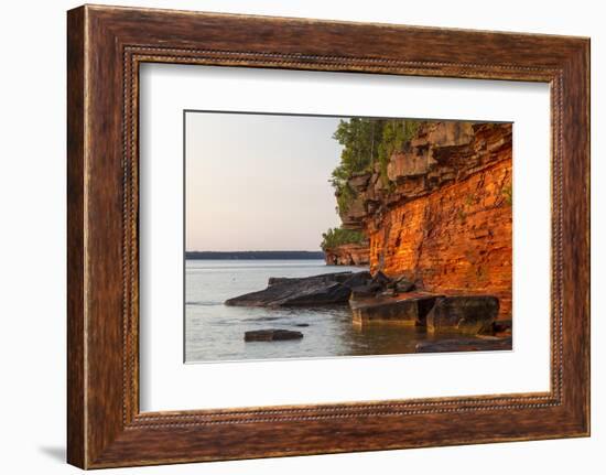 Sandstone Cliffs, Sea Caves, Devils Island, Apostle Islands Lakeshore, Wisconsin, USA-Chuck Haney-Framed Photographic Print