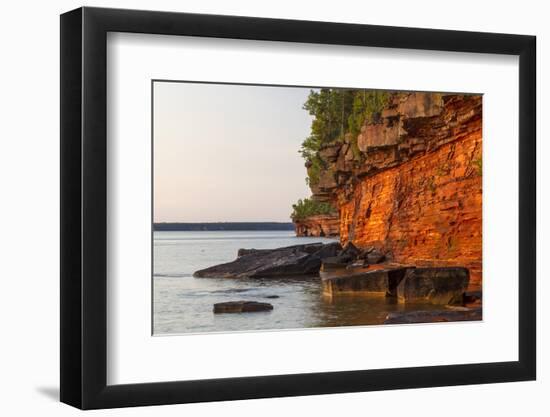 Sandstone Cliffs, Sea Caves, Devils Island, Apostle Islands Lakeshore, Wisconsin, USA-Chuck Haney-Framed Photographic Print