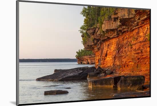 Sandstone Cliffs, Sea Caves, Devils Island, Apostle Islands Lakeshore, Wisconsin, USA-Chuck Haney-Mounted Photographic Print