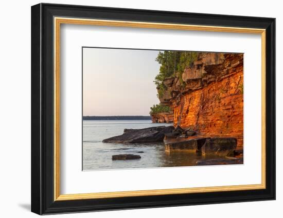 Sandstone Cliffs, Sea Caves, Devils Island, Apostle Islands Lakeshore, Wisconsin, USA-Chuck Haney-Framed Photographic Print