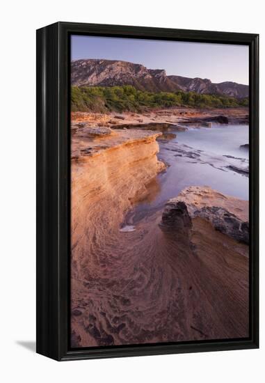 Sandstone Coast Near Betlem, Mountain Talaia De Morei, Del Llevant Peninsula, Majorca, Spain-Rainer Mirau-Framed Premier Image Canvas