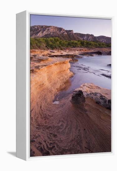 Sandstone Coast Near Betlem, Mountain Talaia De Morei, Del Llevant Peninsula, Majorca, Spain-Rainer Mirau-Framed Premier Image Canvas