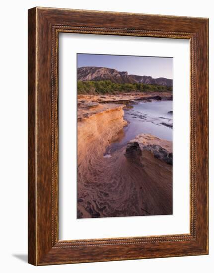 Sandstone Coast Near Betlem, Mountain Talaia De Morei, Del Llevant Peninsula, Majorca, Spain-Rainer Mirau-Framed Photographic Print