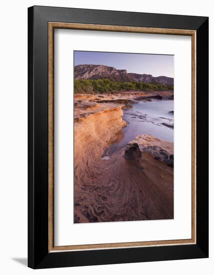 Sandstone Coast Near Betlem, Mountain Talaia De Morei, Del Llevant Peninsula, Majorca, Spain-Rainer Mirau-Framed Photographic Print