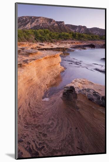 Sandstone Coast Near Betlem, Mountain Talaia De Morei, Del Llevant Peninsula, Majorca, Spain-Rainer Mirau-Mounted Photographic Print