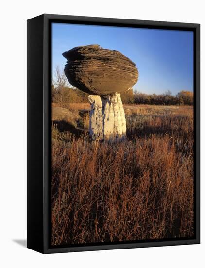 Sandstone formation, Mushroom Rocks State Park, Kansas, USA-Charles Gurche-Framed Premier Image Canvas