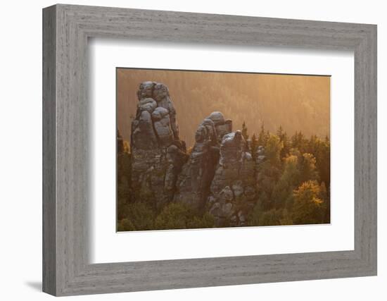 Sandstone Rocks, Saxon Switzerland, Evening Light-Uwe Steffens-Framed Photographic Print