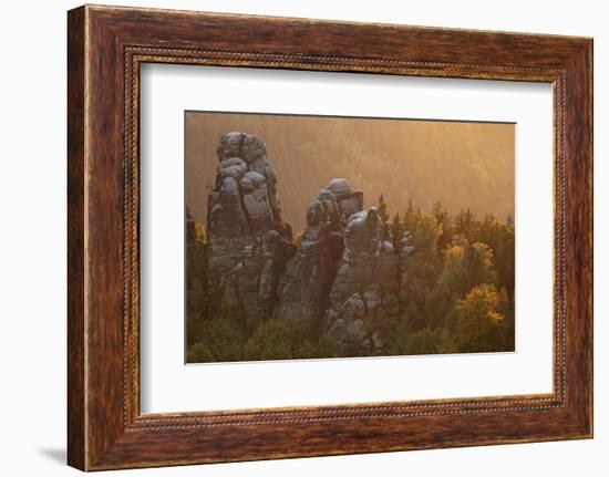 Sandstone Rocks, Saxon Switzerland, Evening Light-Uwe Steffens-Framed Photographic Print