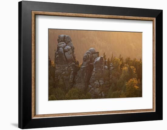 Sandstone Rocks, Saxon Switzerland, Evening Light-Uwe Steffens-Framed Photographic Print