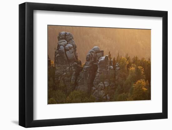 Sandstone Rocks, Saxon Switzerland, Evening Light-Uwe Steffens-Framed Photographic Print