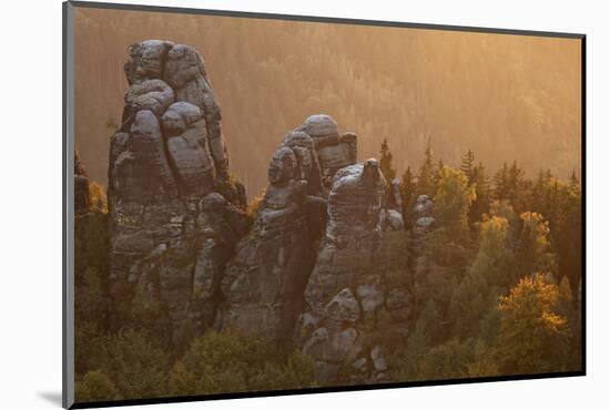 Sandstone Rocks, Saxon Switzerland, Evening Light-Uwe Steffens-Mounted Photographic Print