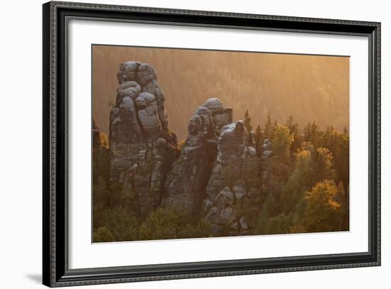 Sandstone Rocks, Saxon Switzerland, Evening Light-Uwe Steffens-Framed Photographic Print