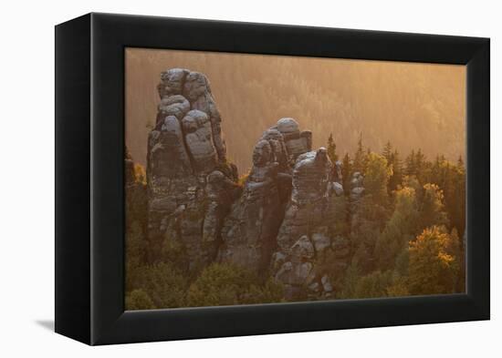 Sandstone Rocks, Saxon Switzerland, Evening Light-Uwe Steffens-Framed Premier Image Canvas