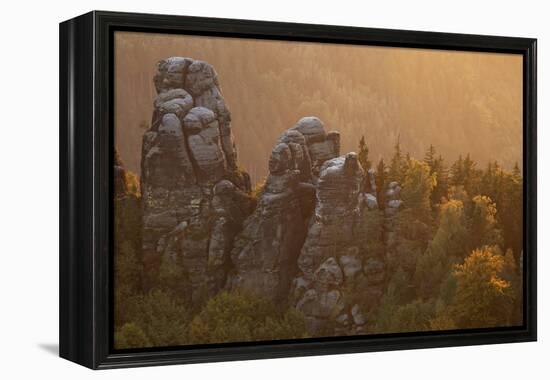 Sandstone Rocks, Saxon Switzerland, Evening Light-Uwe Steffens-Framed Premier Image Canvas