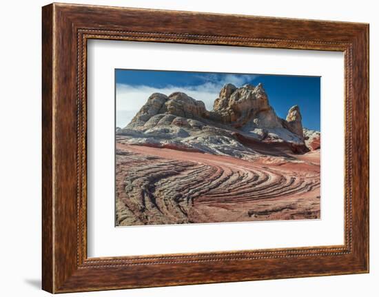 Sandstone Swirls and Cliffs, Vermillion Cliffs, White Pocket wilderness, Bureau of Land Management,-Howie Garber-Framed Photographic Print