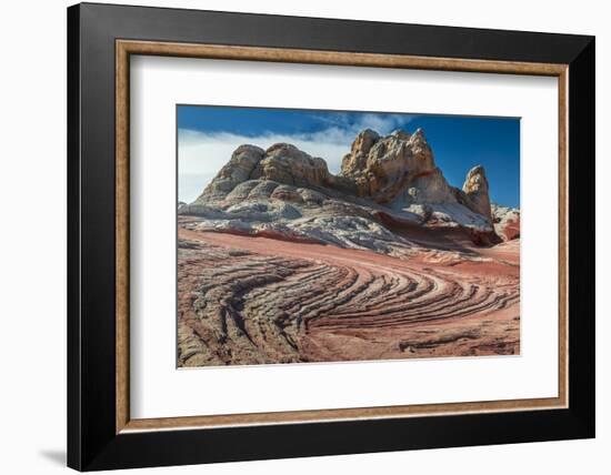 Sandstone Swirls and Cliffs, Vermillion Cliffs, White Pocket wilderness, Bureau of Land Management,-Howie Garber-Framed Photographic Print