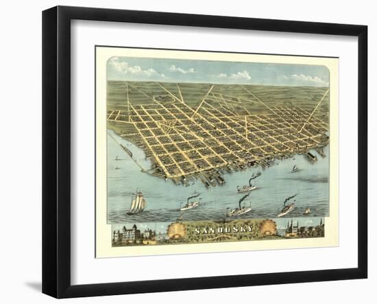 Sandusky, Ohio - Panoramic Map-Lantern Press-Framed Art Print