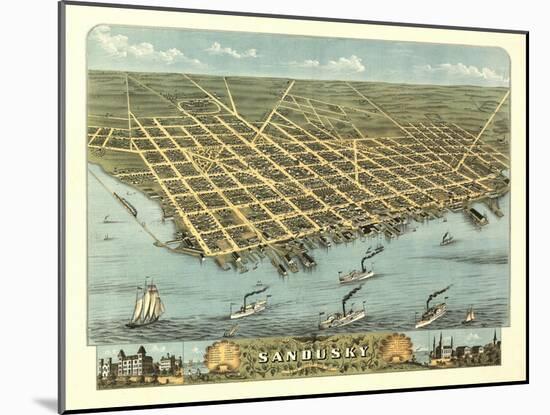 Sandusky, Ohio - Panoramic Map-Lantern Press-Mounted Art Print