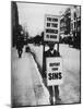 Sandwich Board Man Warns Us of Impending Doom-null-Mounted Photographic Print