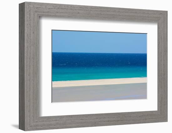 Sandy beach and bright blue ocean, Fuerteventura-Edwin Giesbers-Framed Photographic Print