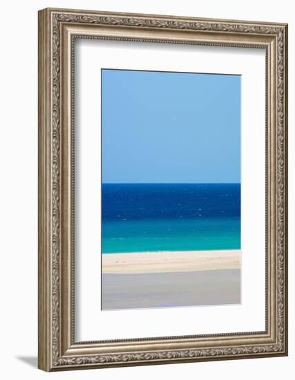 Sandy beach and bright blue ocean, Fuerteventura-Edwin Giesbers-Framed Photographic Print