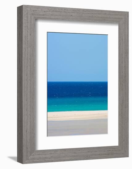 Sandy beach and bright blue ocean, Fuerteventura-Edwin Giesbers-Framed Photographic Print