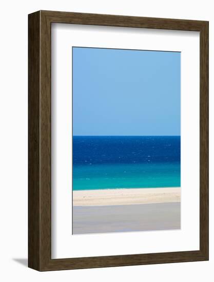 Sandy beach and bright blue ocean, Fuerteventura-Edwin Giesbers-Framed Photographic Print