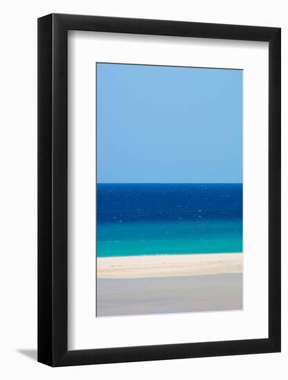 Sandy beach and bright blue ocean, Fuerteventura-Edwin Giesbers-Framed Photographic Print