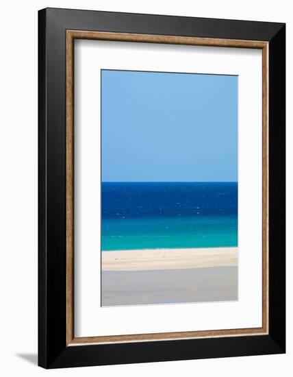 Sandy beach and bright blue ocean, Fuerteventura-Edwin Giesbers-Framed Photographic Print