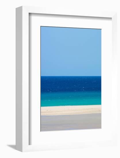 Sandy beach and bright blue ocean, Fuerteventura-Edwin Giesbers-Framed Photographic Print