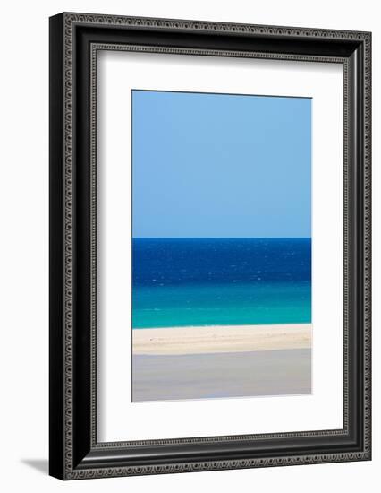 Sandy beach and bright blue ocean, Fuerteventura-Edwin Giesbers-Framed Photographic Print