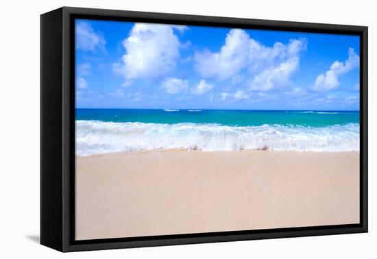 Sandy Beach Background-EllenSmile-Framed Premier Image Canvas