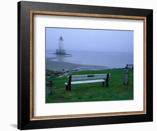 Sandy Point Lighthouse on a Foggy Morning, Nova Scotia, Canada-Julie Eggers-Framed Photographic Print