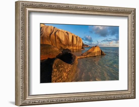 Sandy tropical beach on the Indian Ocean. Anse Source d 'Argent Beach, La Digue Island, Seychelles.-Sergio Pitamitz-Framed Photographic Print