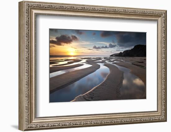 Sandymouth Bay in evening light. North Cornwall, UK-Ross Hoddinott-Framed Photographic Print