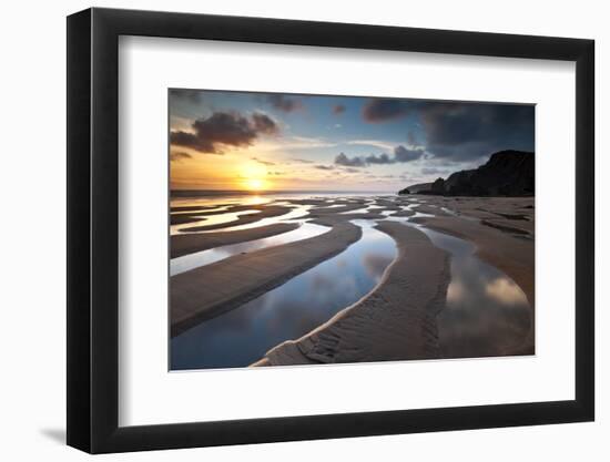 Sandymouth Bay in evening light. North Cornwall, UK-Ross Hoddinott-Framed Photographic Print