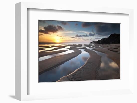 Sandymouth Bay in evening light. North Cornwall, UK-Ross Hoddinott-Framed Photographic Print